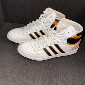 Adidas Men's White and Black High-Top Sneakers